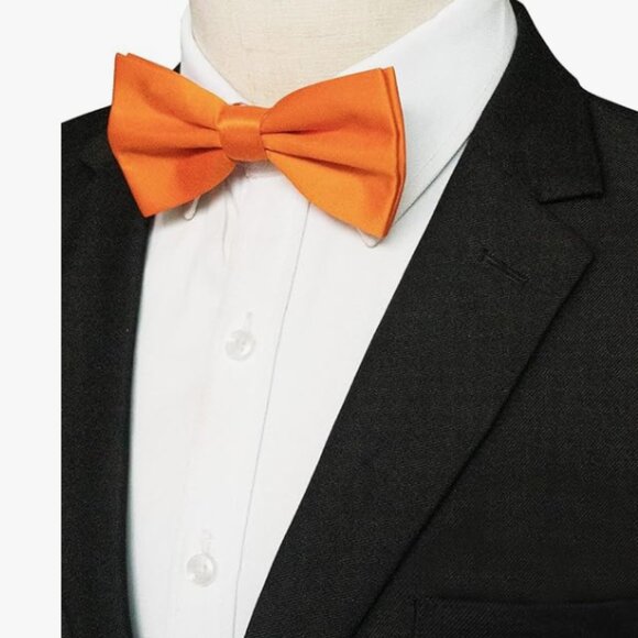 Solid Color Pre-tied Bow Tie Adjustable Bowtie Orange Klikel Burlet NEW - Picture 2 of 3